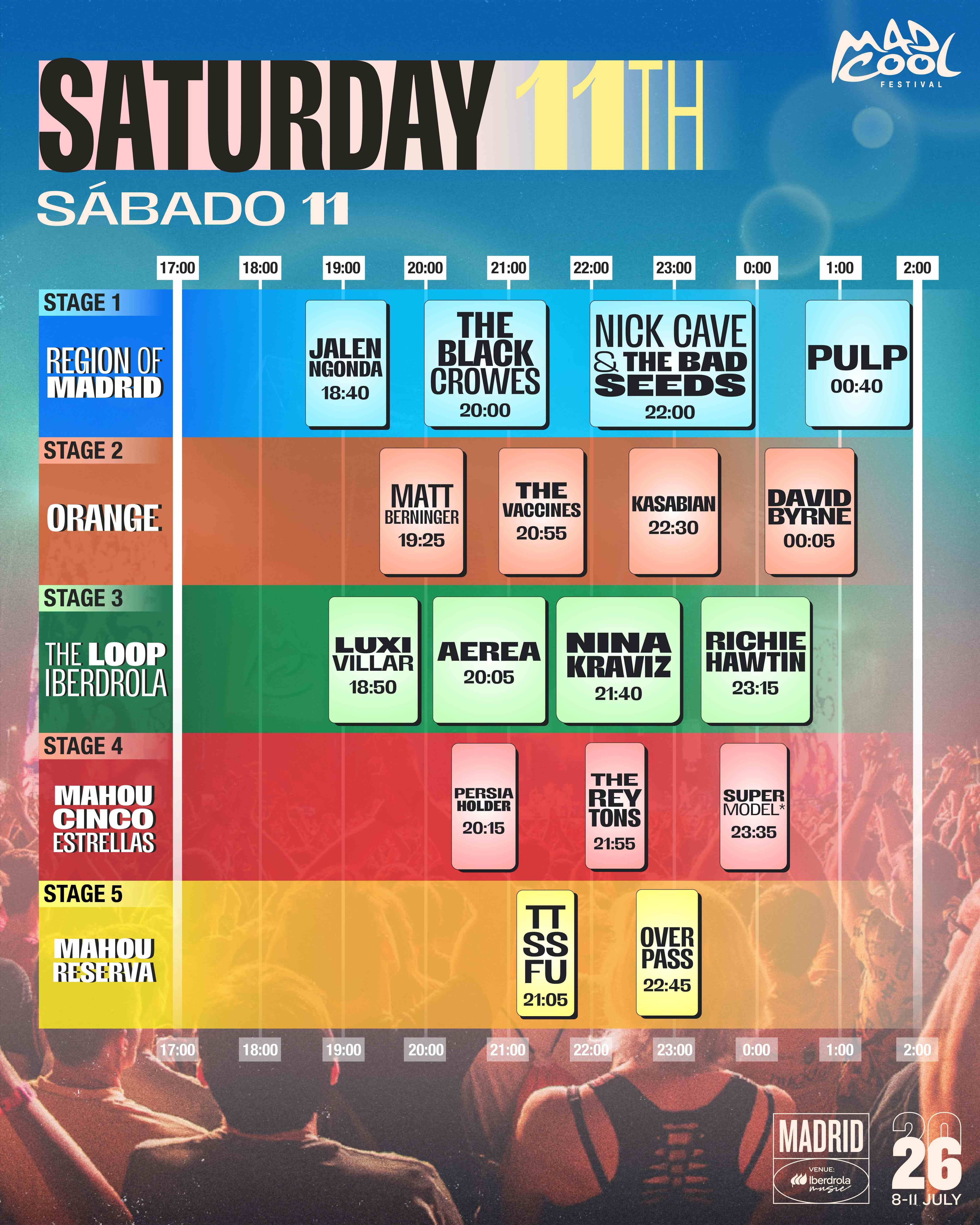 Schedule for Sunday 11th