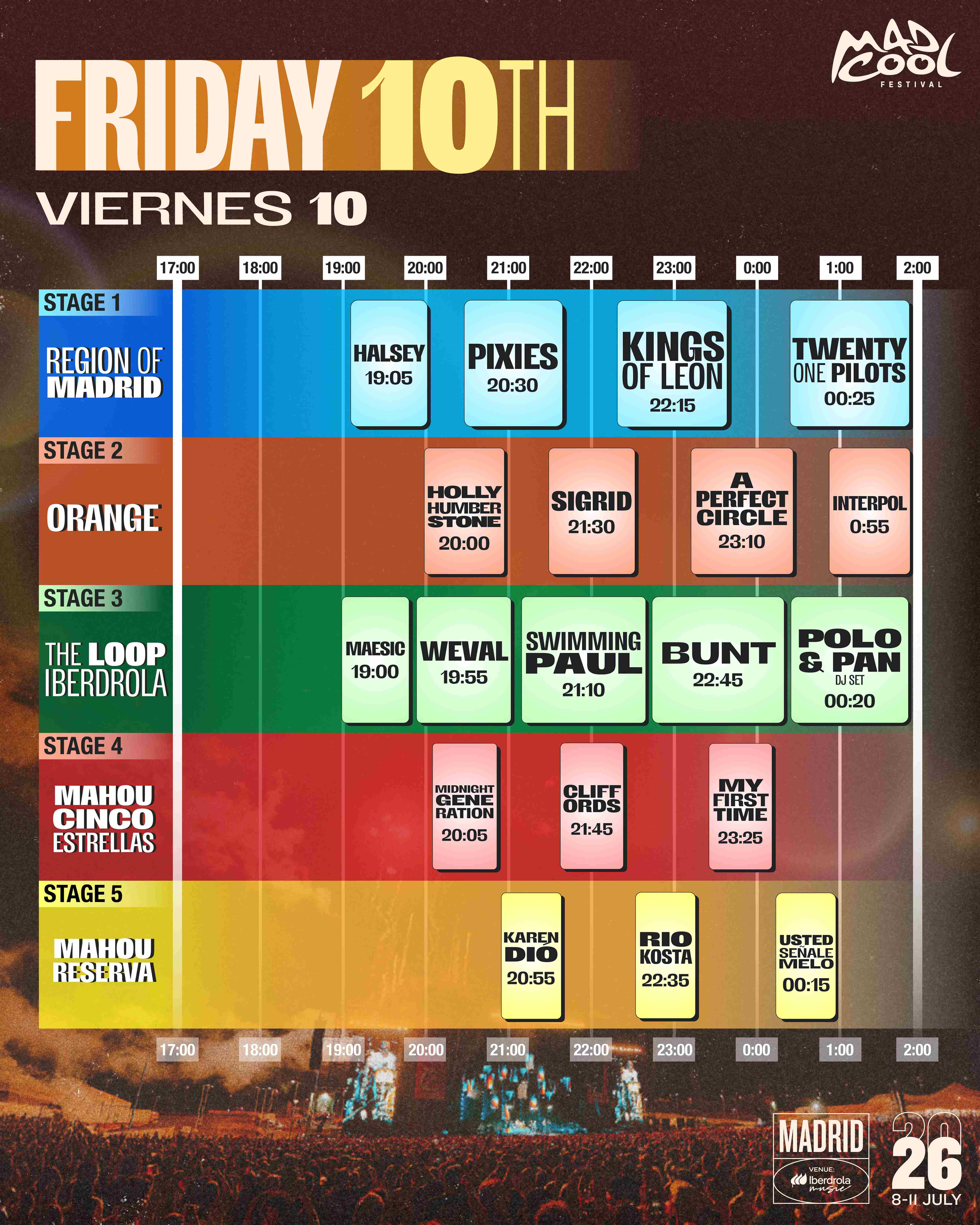 Schedule for Saturday 10th