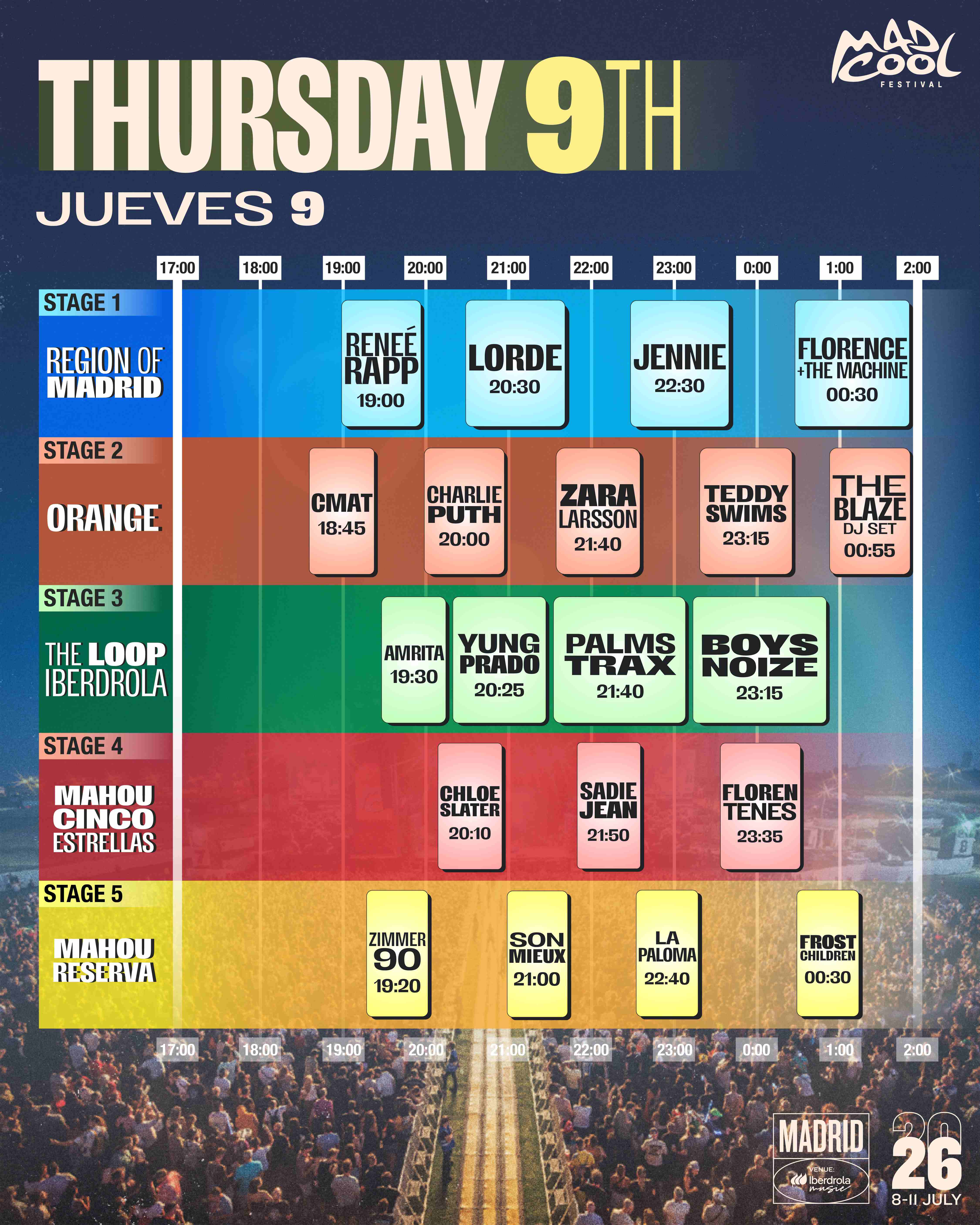 Schedule for Friday 9th